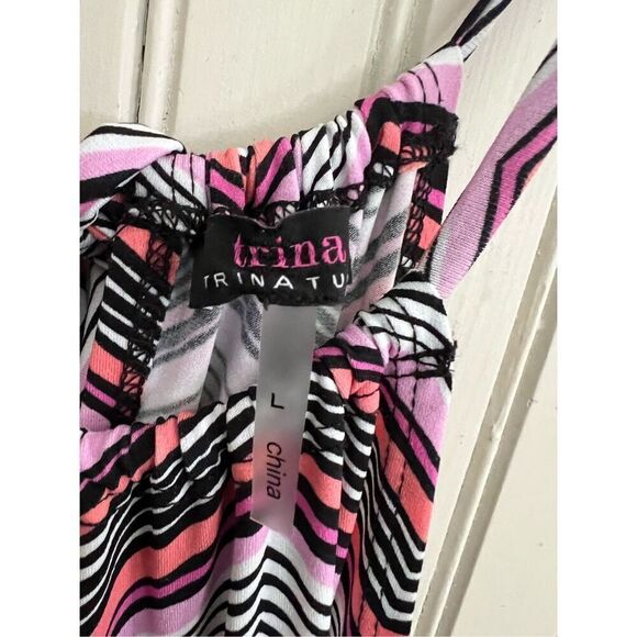 Trina Turk Milian 2 Chevron Striped Sleeveless Maxi Dress Size Large - Picture 5 of 7